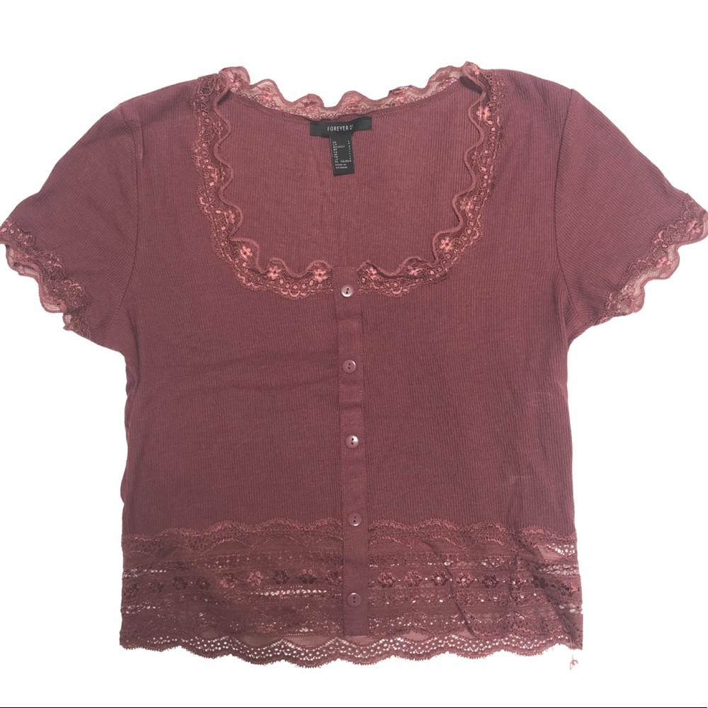 Forever 21 Ribbed Crop Top Mauve